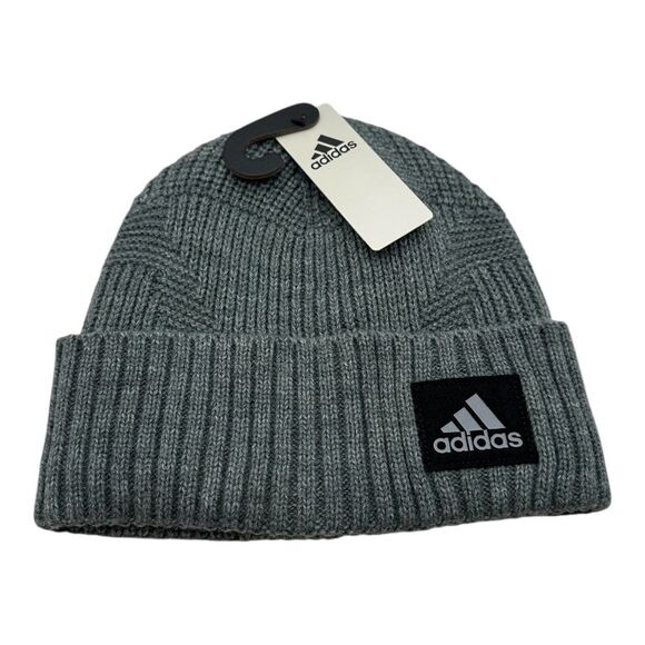 Adidas Men's Pine Knot 4 Fold Beanie Cap, Heather Grey/Black Winter Hap one size - Picture 1 of 2